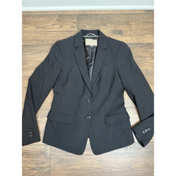 Banana Republic Blazer Womens 8 Black Slim Fit Wool Blend 2 Button Career Preppy - Picture 1 of 7